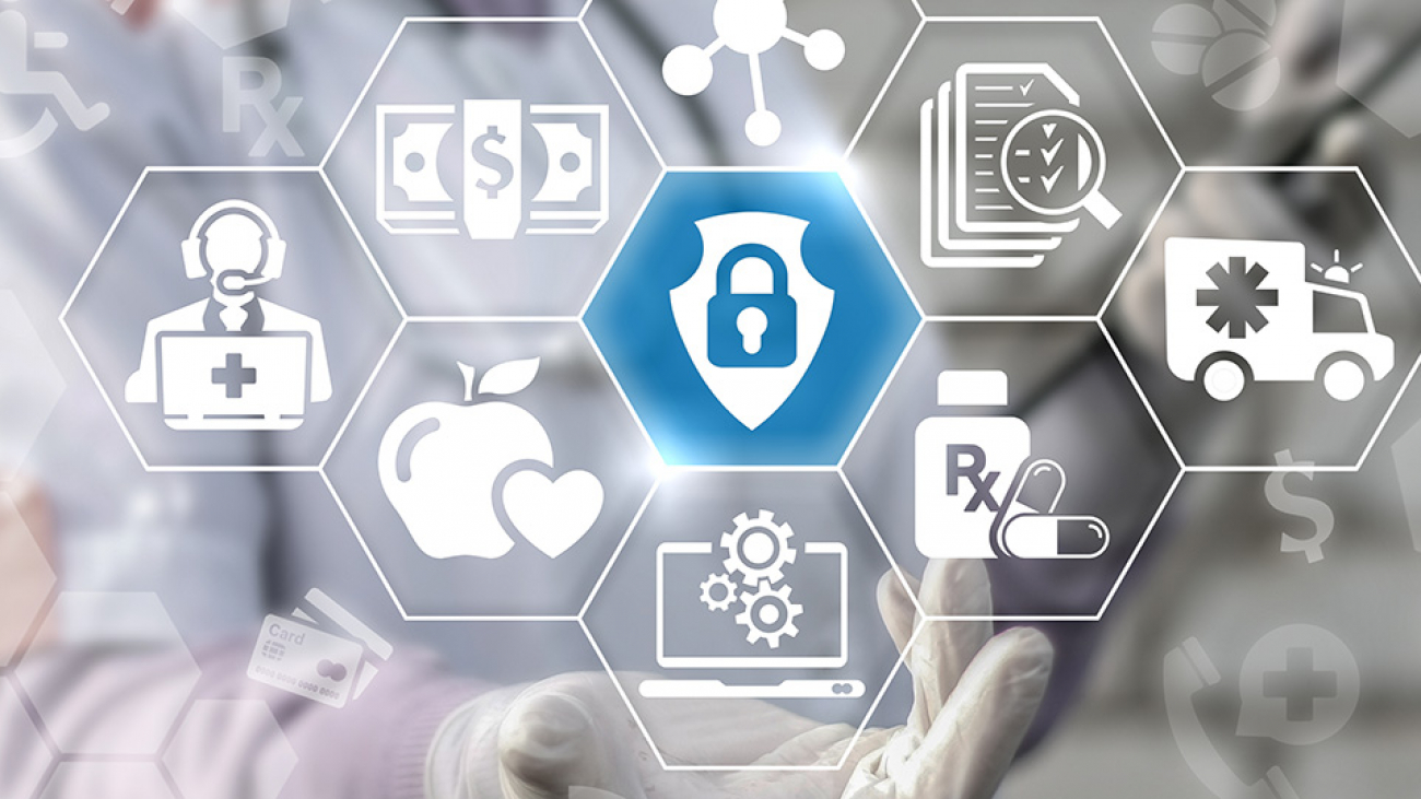 Medical insurance security safety health care internet concept. Shield lock icon healthcare medicine treatment ambulance protection web assurance emergency strategy and technology