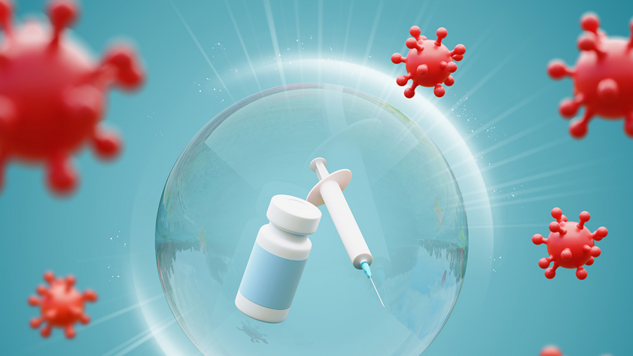 Vacine Protect for Covid 19. 3d Illustration.