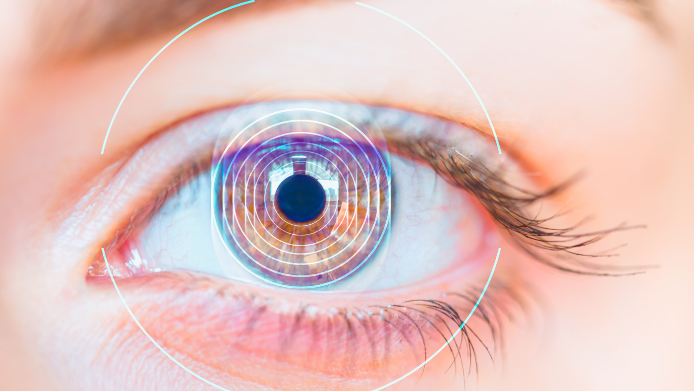 Close up of an eye and vision test